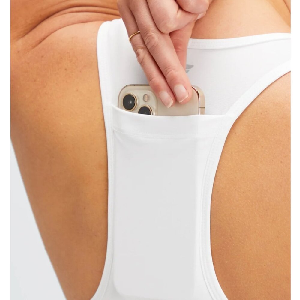 Fabletics On-The-Go Medium Impact Sports Bra - White - Picture 3 of 6